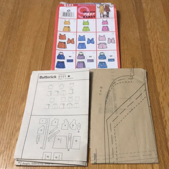 Uncut Vintage sewing pattern Butterick 6101 girls top skirt and shorts - Picture 3 of 4